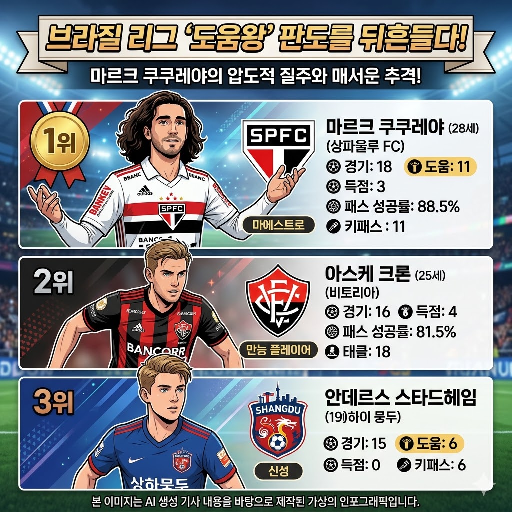 마르크 쿠쿠레야 도움왕 등극 브라질 리그 평정상파울